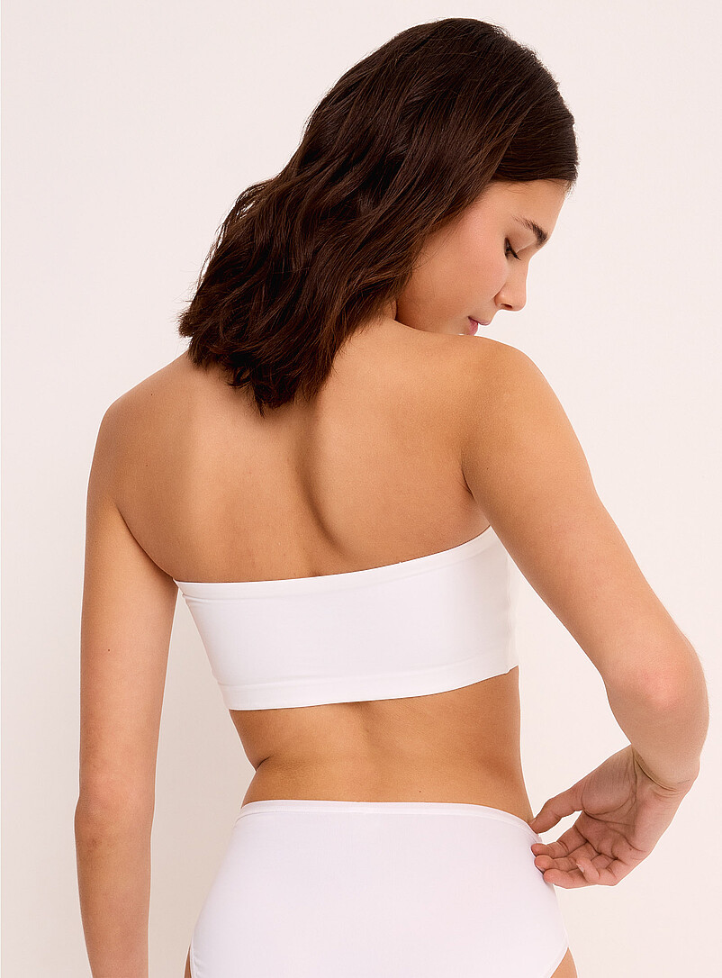 Miiyu Beige/Greige Smooth peachskin-finish bandeau bra for women