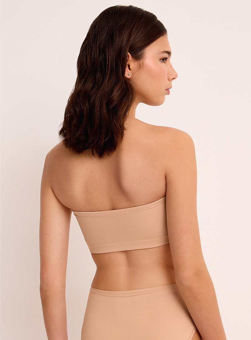 Miiyu Beige/Greige Smooth peachskin-finish bandeau bra for women