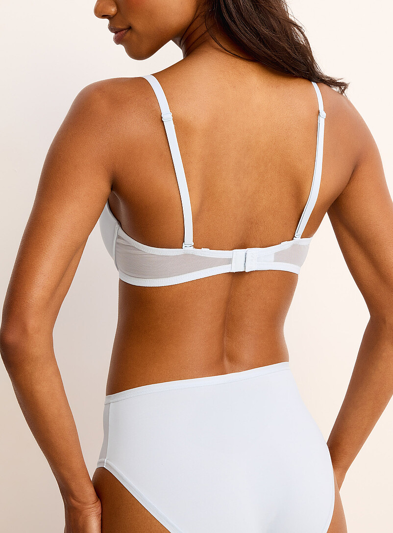 Miiyu Slate Blue Hydra mesh-band plunge bra for women