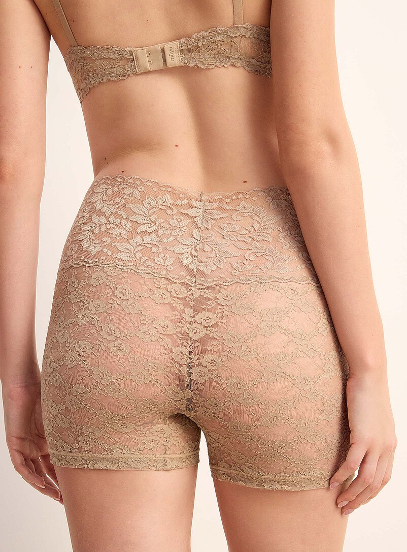 Miiyu: Le boxeur pure dentelle bord festonn&eacute; Nylon et nylon recycl&eacute; Bleu pour femme