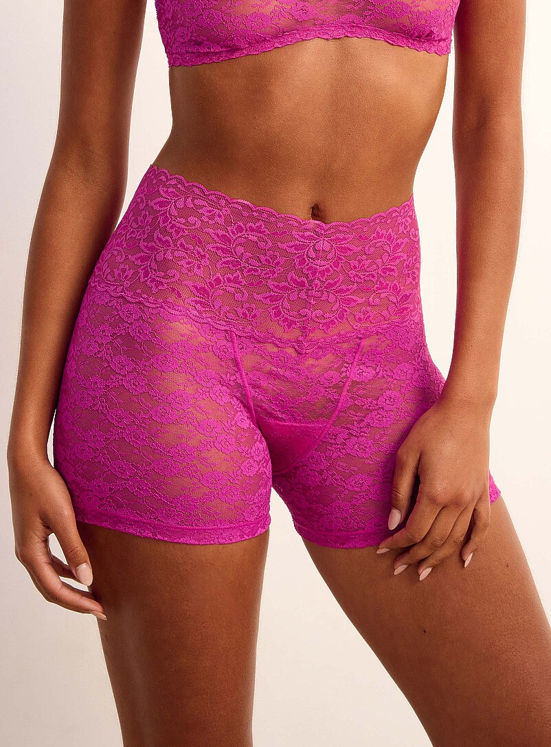 Miiyu: Le boxeur pure dentelle bord festonn&eacute; Nylon et nylon recycl&eacute; Bleu pour femme