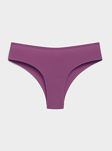 Mini-rib laser-cut Brazilian panty Recycled nylon