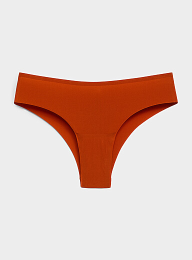 Mini-rib laser-cut Brazilian panty Recycled nylon