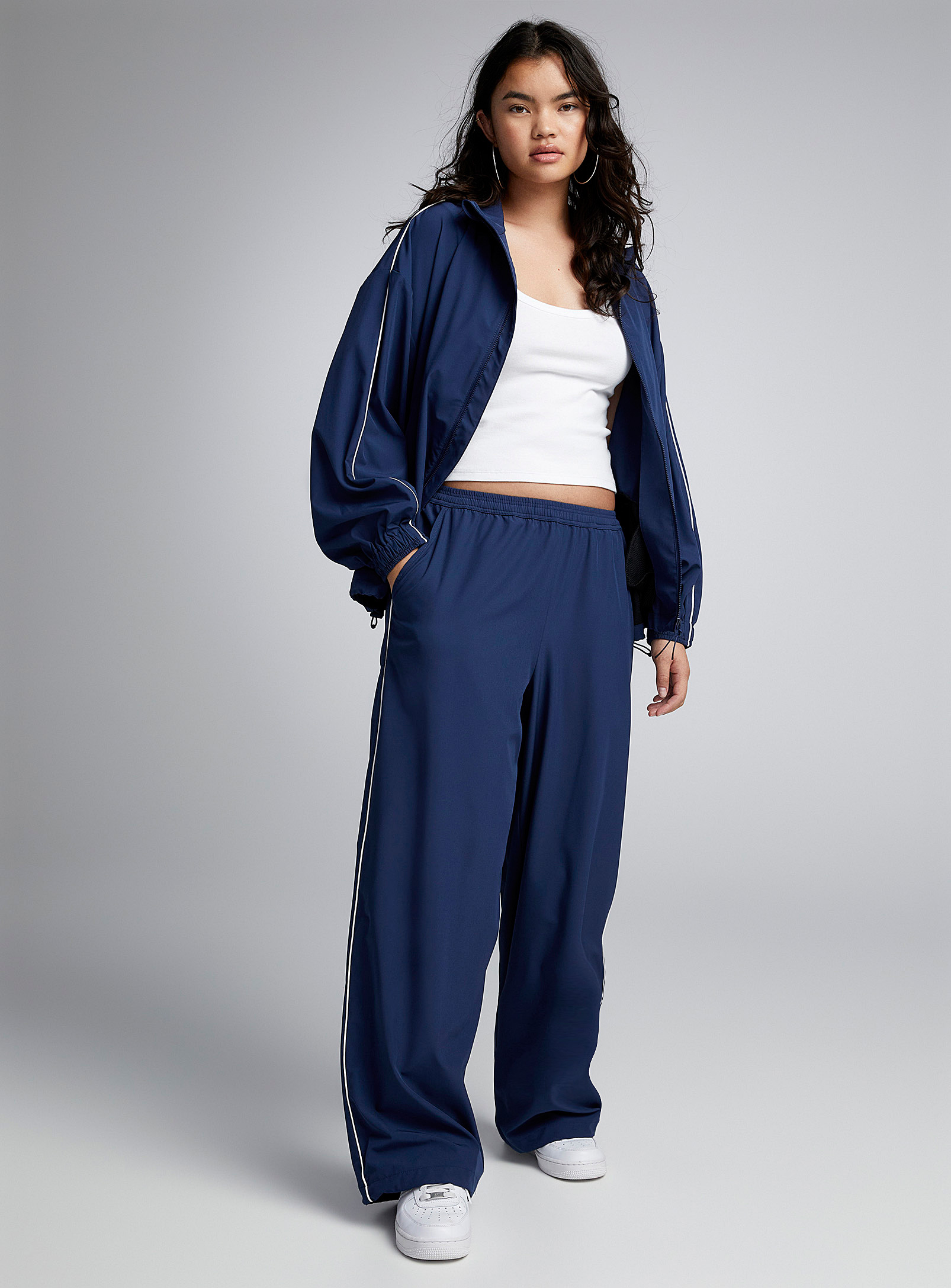 Twik Pinstriped Loose Track Pant In Marine Blue