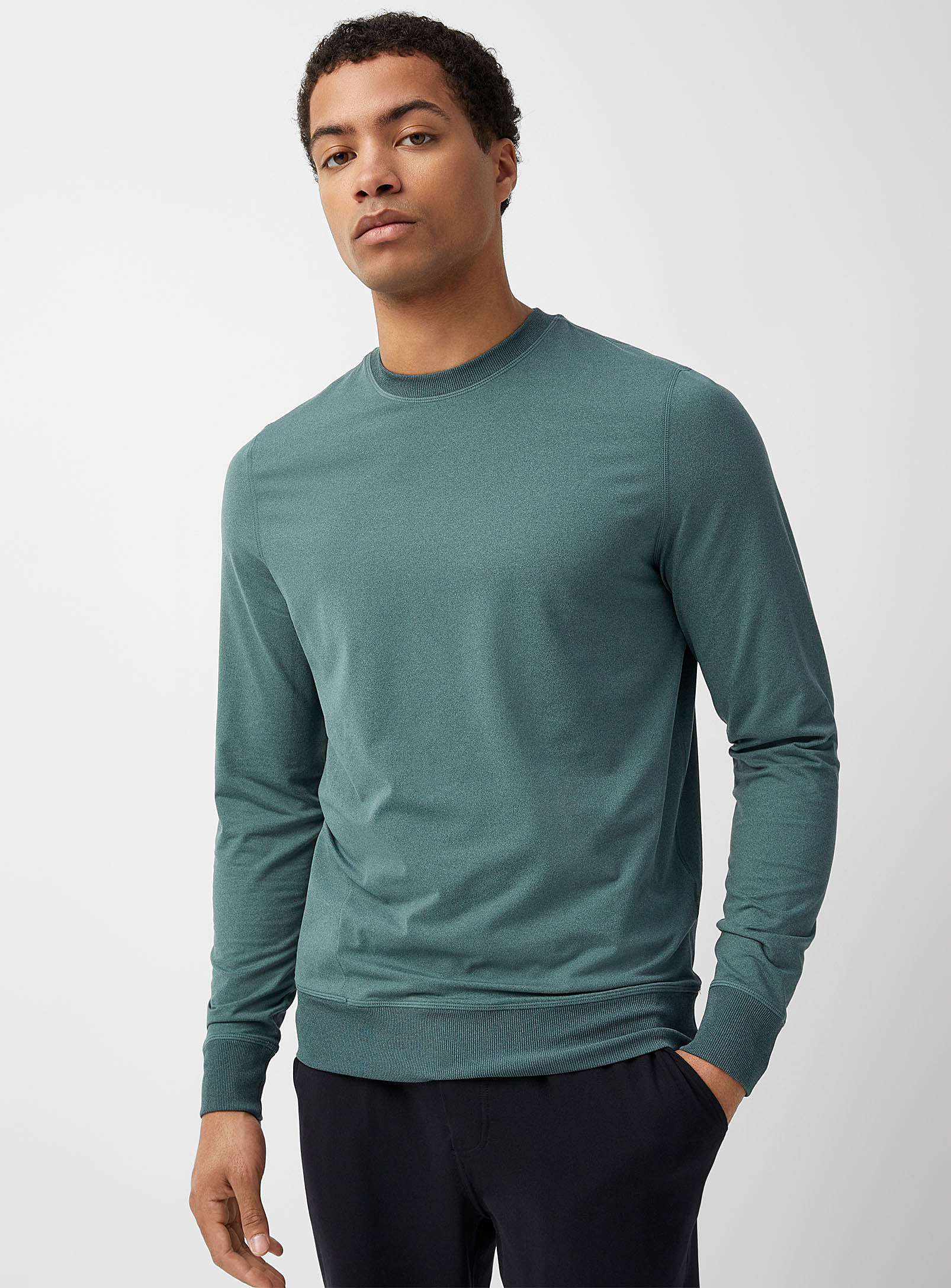 I.fiv5 Ultra-soft Crew-neck Jersey Sweatshirt In Emerald/kelly Green