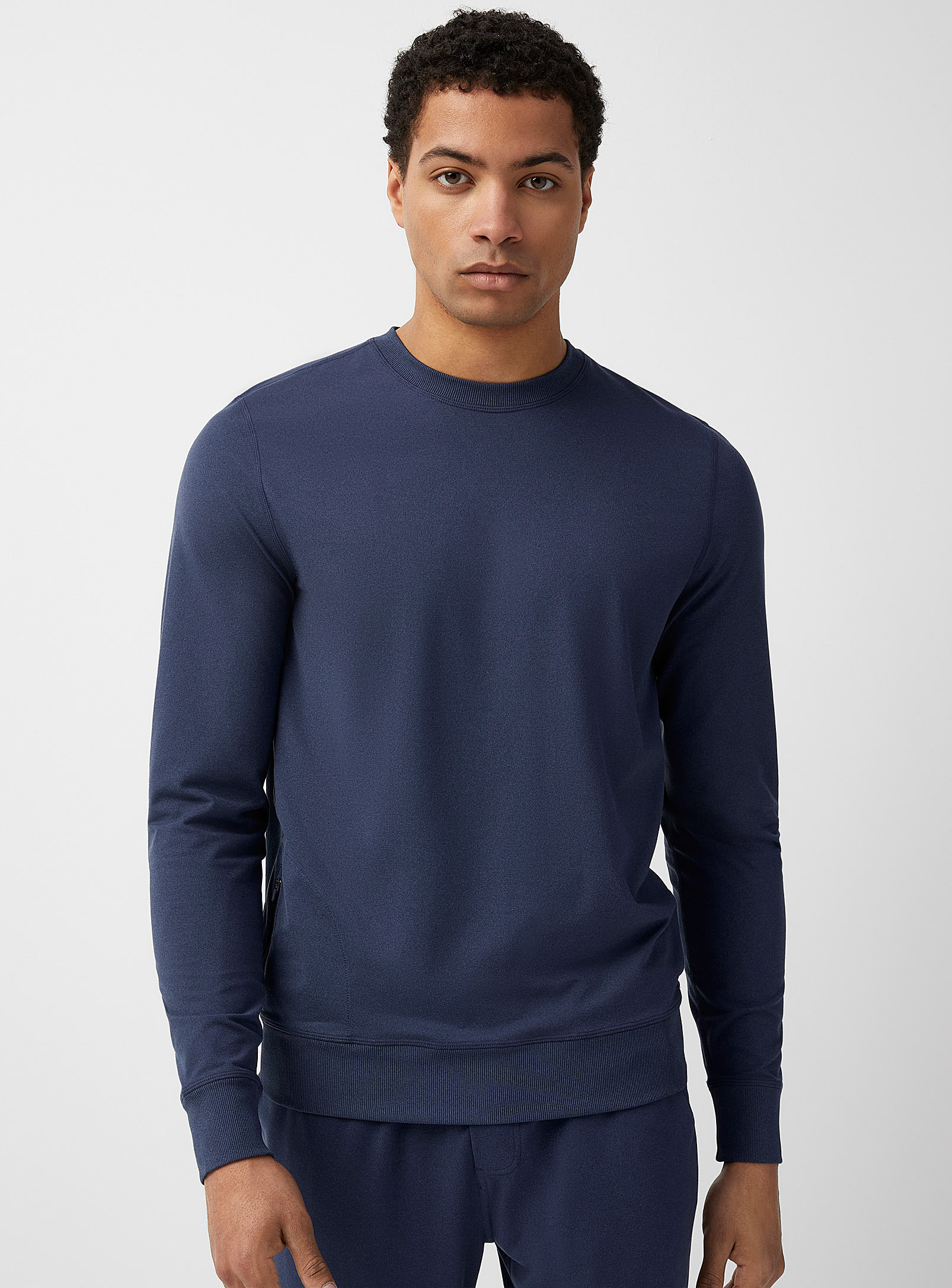 I.fiv5 Ultra-soft Crew-neck Jersey Sweatshirt In Dark Blue