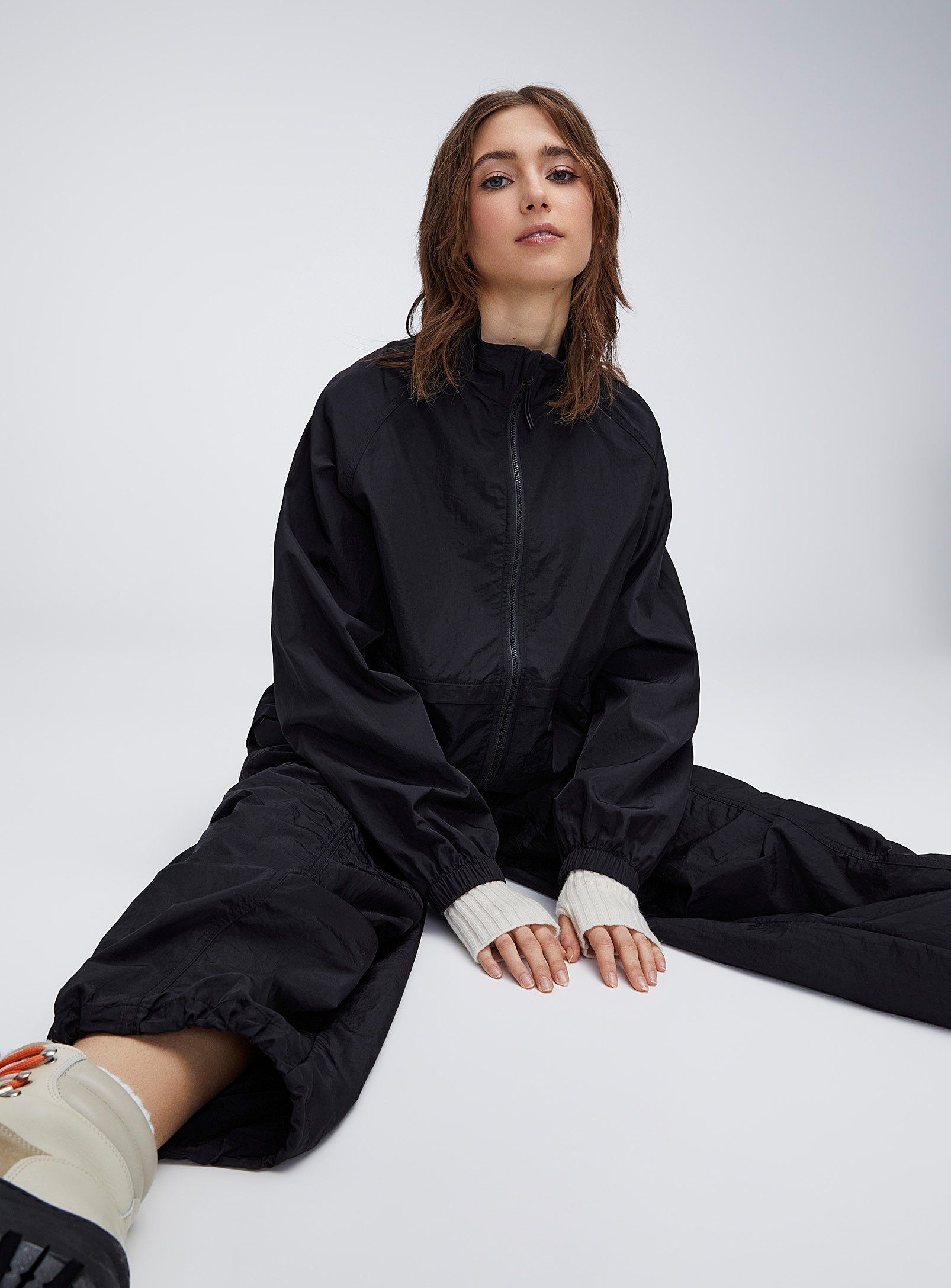 Twik Oversized Recycled Nylon Jacket Self-care Collection In Black