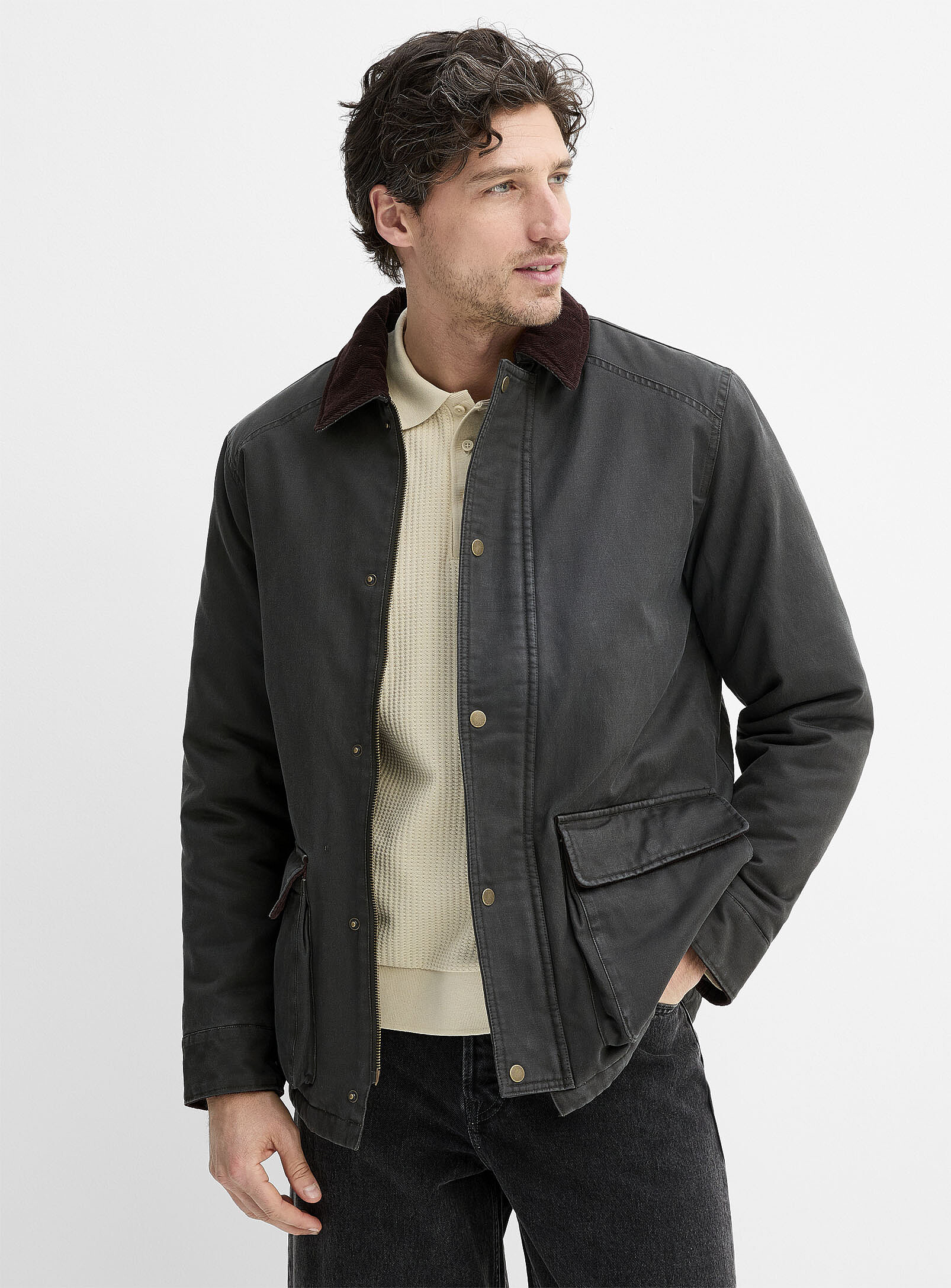 Le 31 - Waxed cotton heritage jacket (Men, Green, LARGE)
