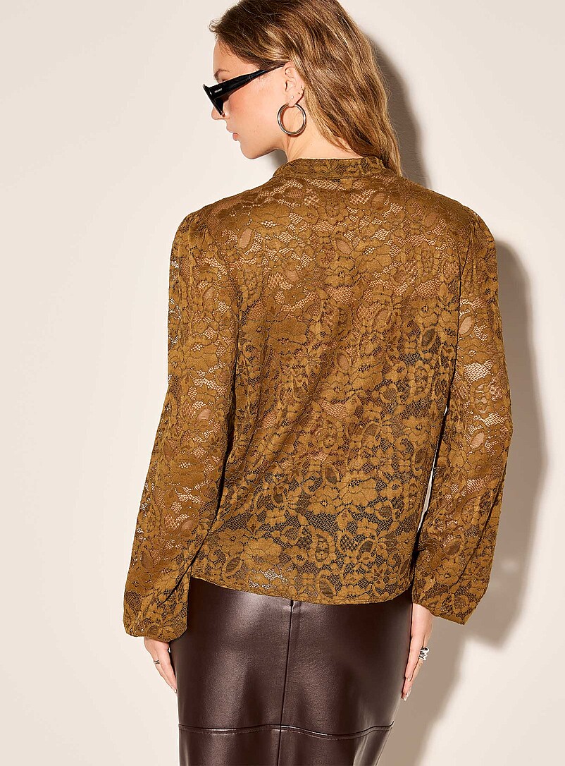 Stretch lace ruffled strips blouse product image 2