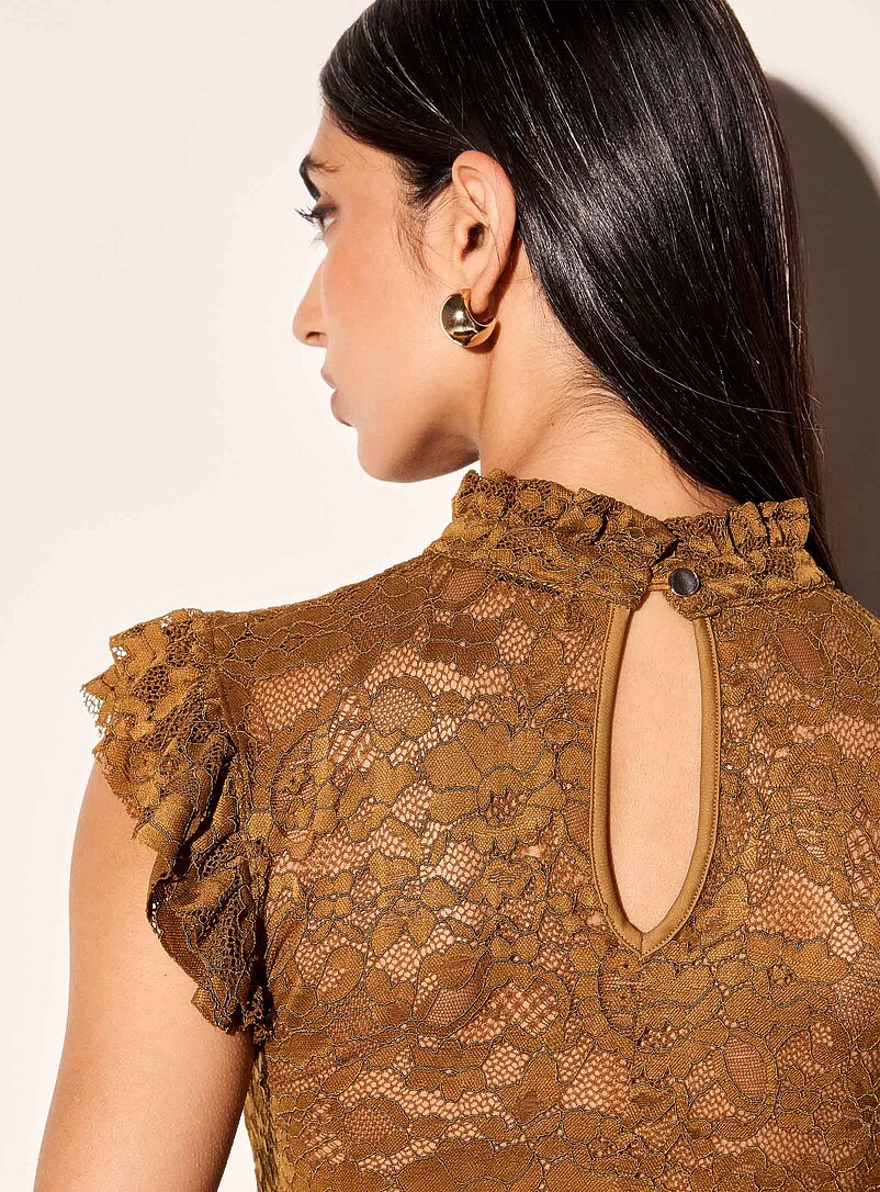 Stretch lace ruffled collar bodysuit product image 2