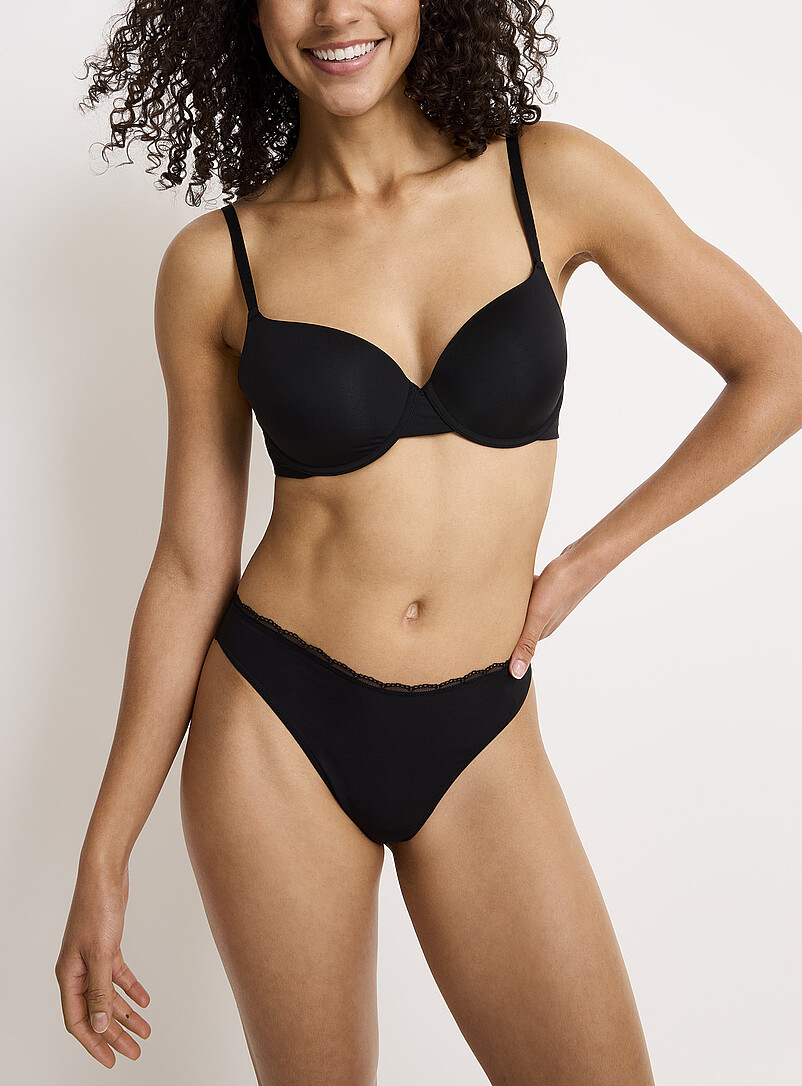 Lace Trim Microfibre Thong Recycled Nylon