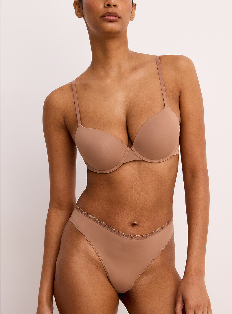 Lace Trim Microfibre Thong Recycled Nylon