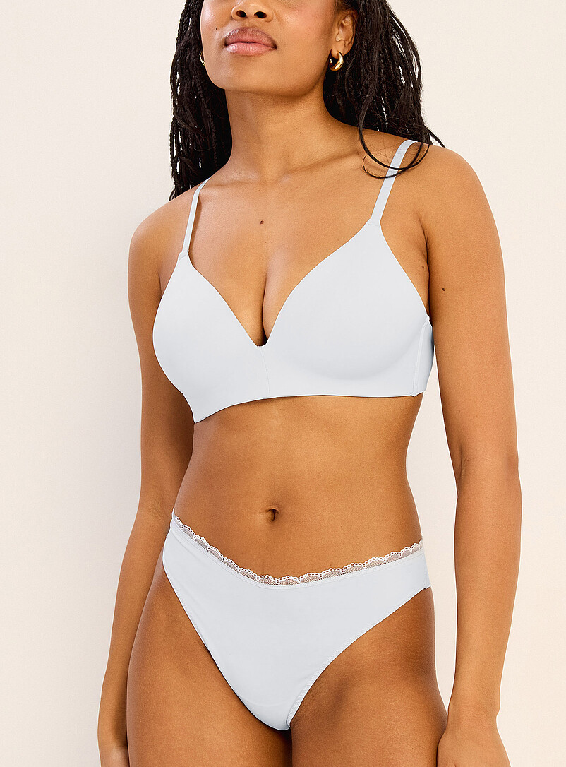 Lace Trim Microfibre Thong Recycled Nylon