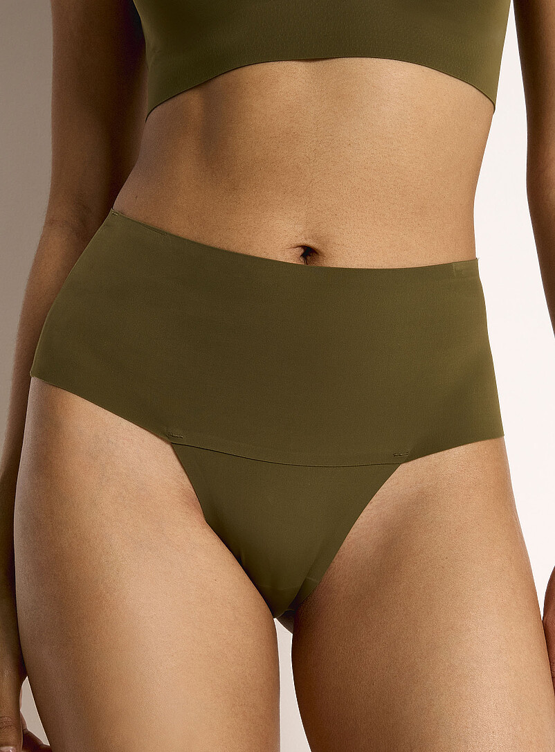 Laser-cut stretch high-waist thong Recycled nylon product image 2