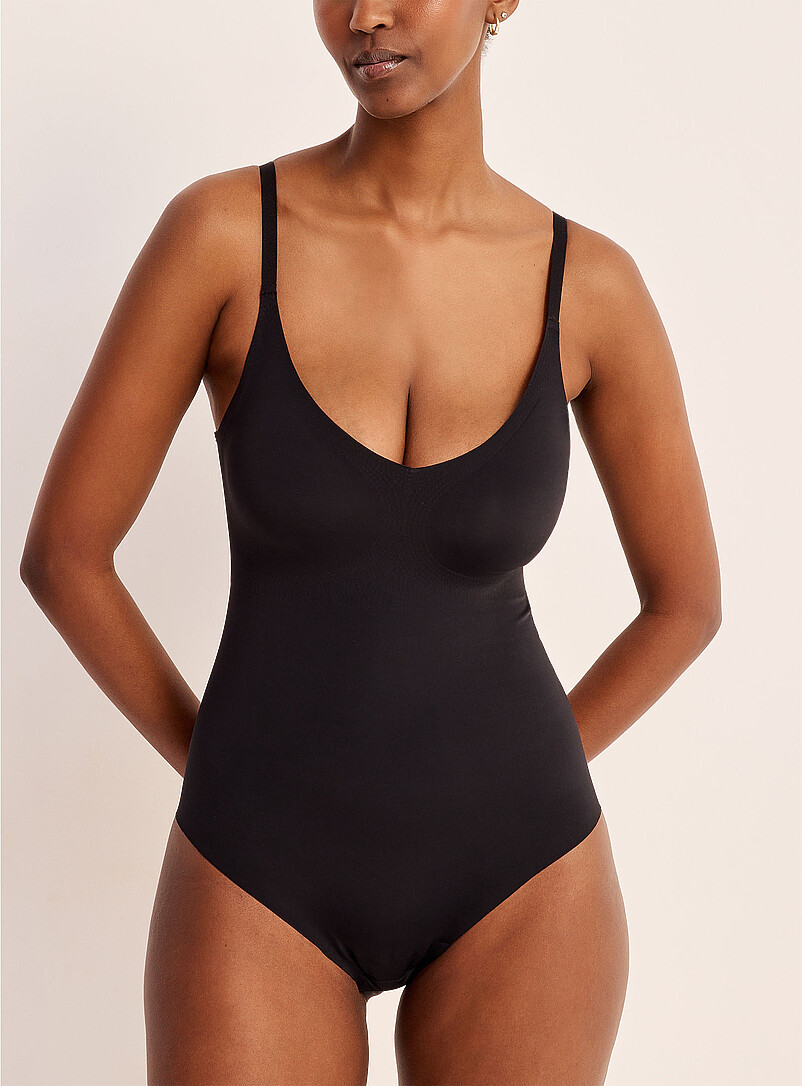 Stretch smoothing V-neck bodysuit product image (primary)