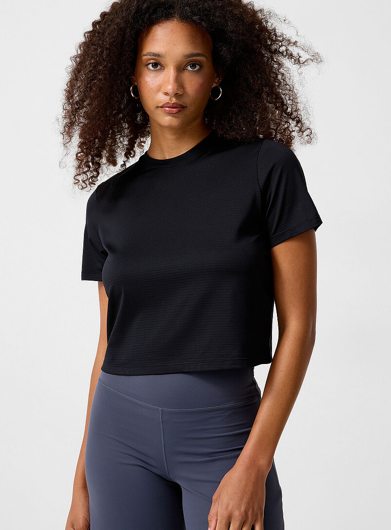 Micro-perforated cropped T-shirt product image (primary)