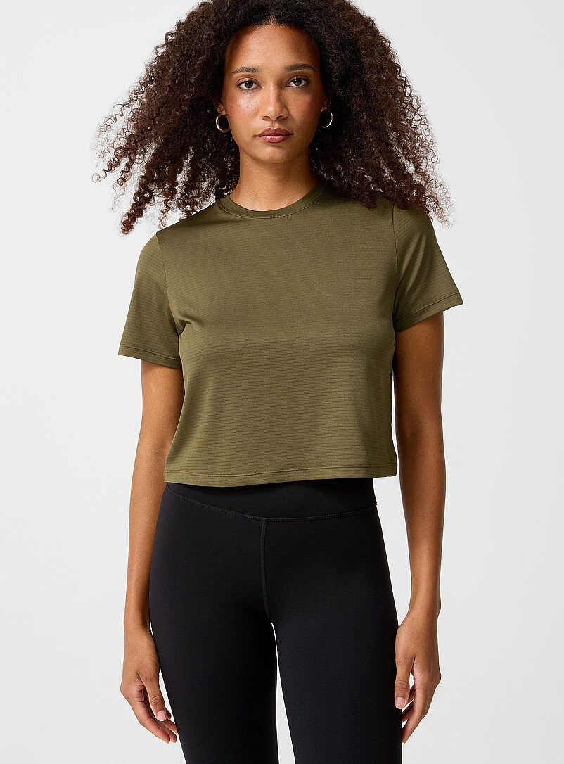 Micro-Perforated Cropped T-Shirt