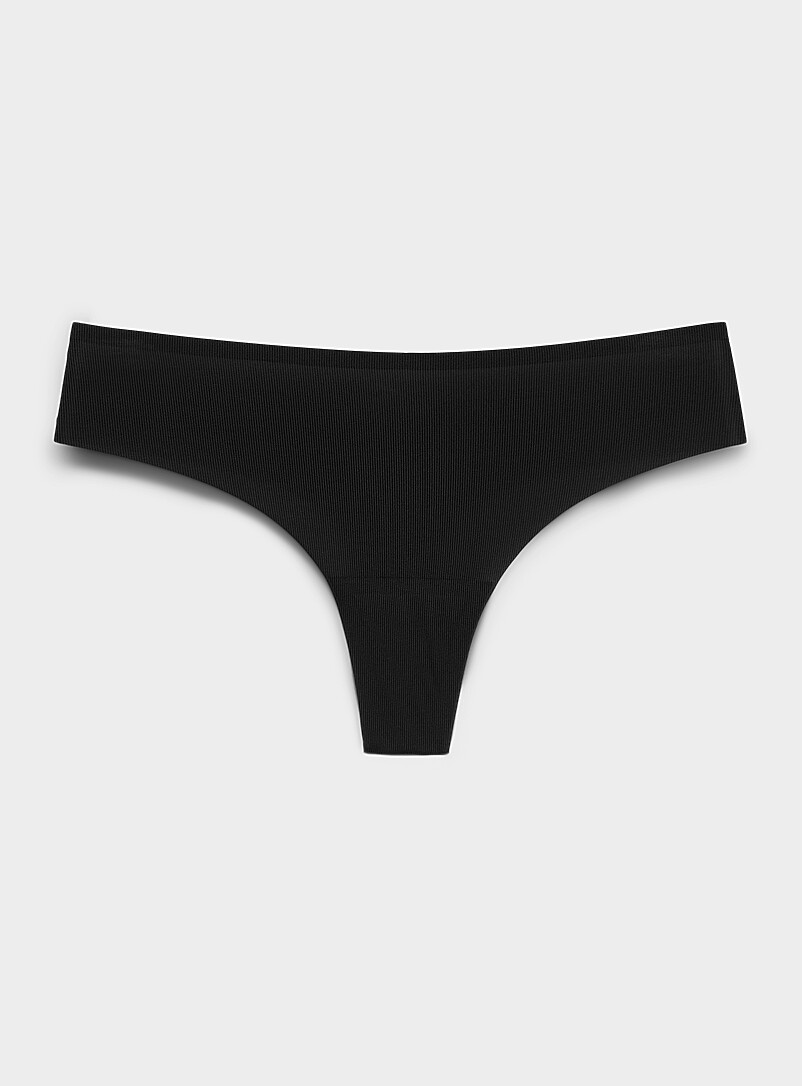 Mini-Rib Laser-Cut Thong Recycled Nylon