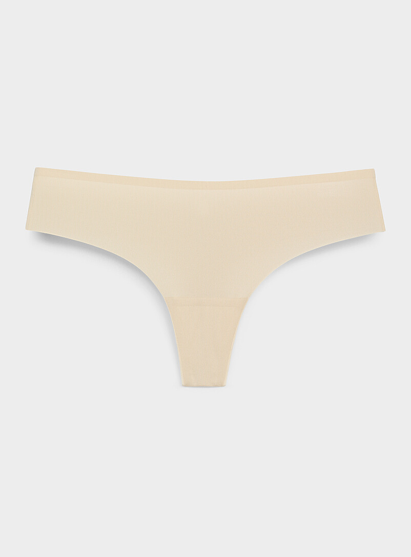 Mini-Rib Laser-Cut Thong Recycled Nylon