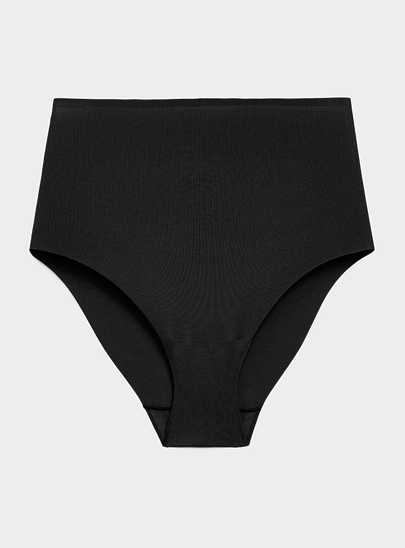 Mini-rib laser-cut high-waist classic brief Recycled nylon product image (primary)