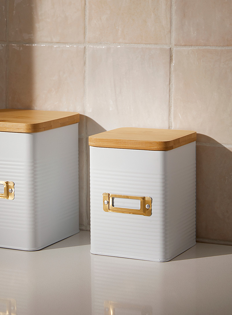 Simons Maison: La boîte de rangement texturée accent bois Blanc
