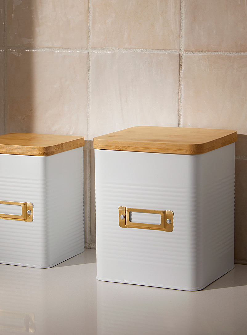 Simons Maison White Large wood-accent textured storage box