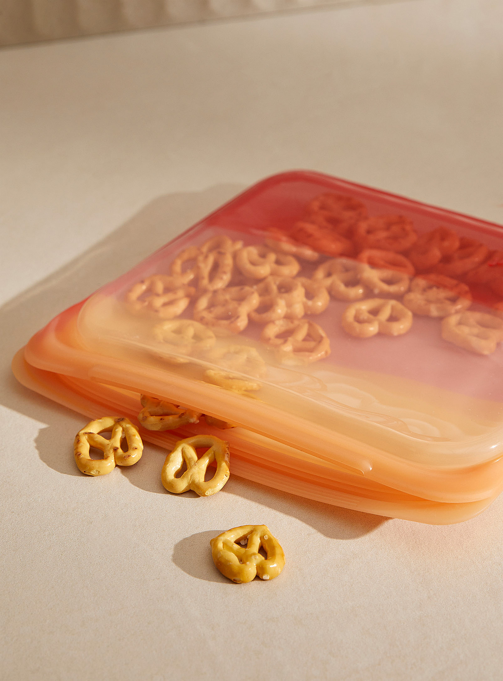 Stasher Graded Reusable Silicone Snack Bag In Orange