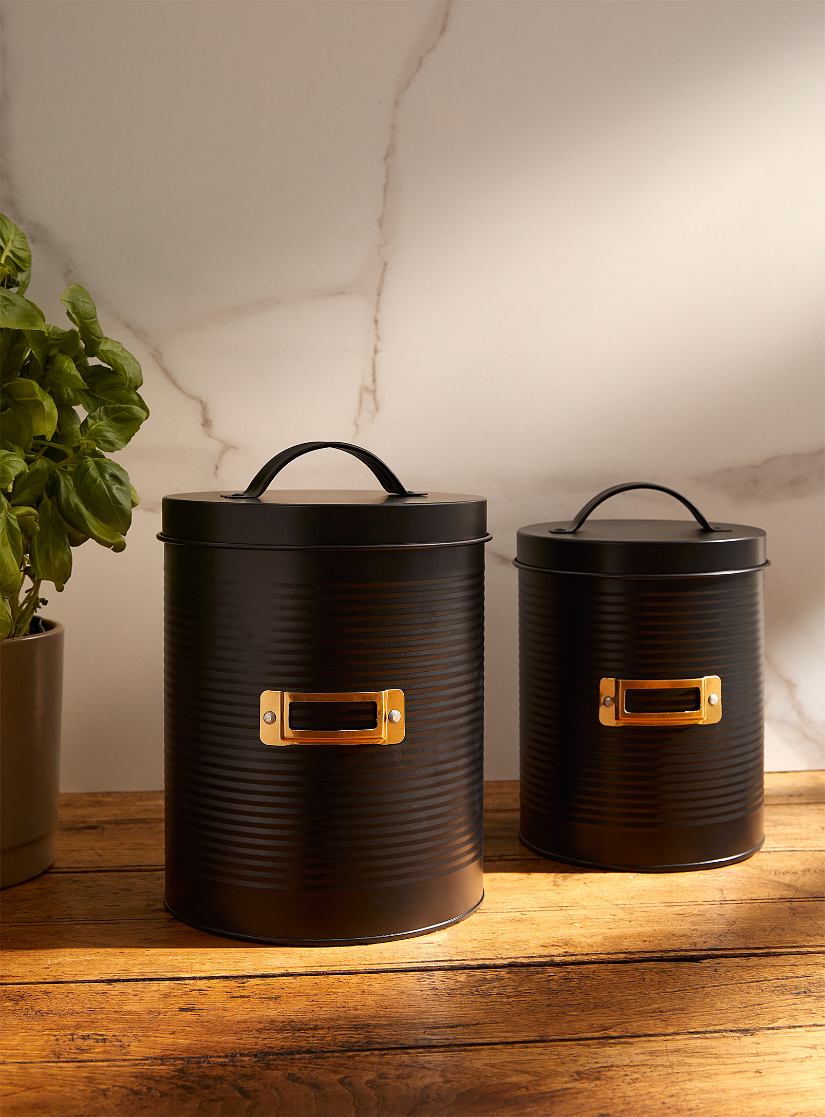 Simons Maison - Black circular storage boxes Set of 2