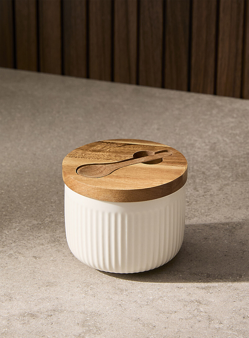 Wood and porcelain salt cellar product image (primary)