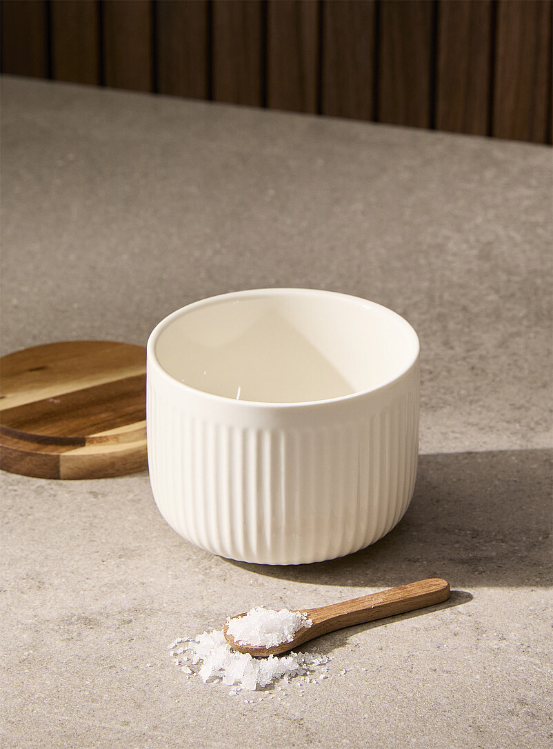Wood and porcelain salt cellar product image 2