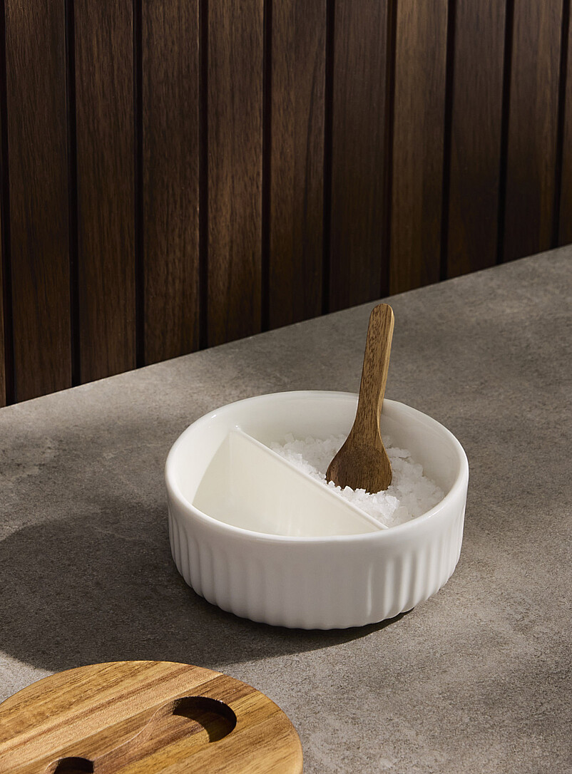 Small wood and porcelain salt cellar product image 2