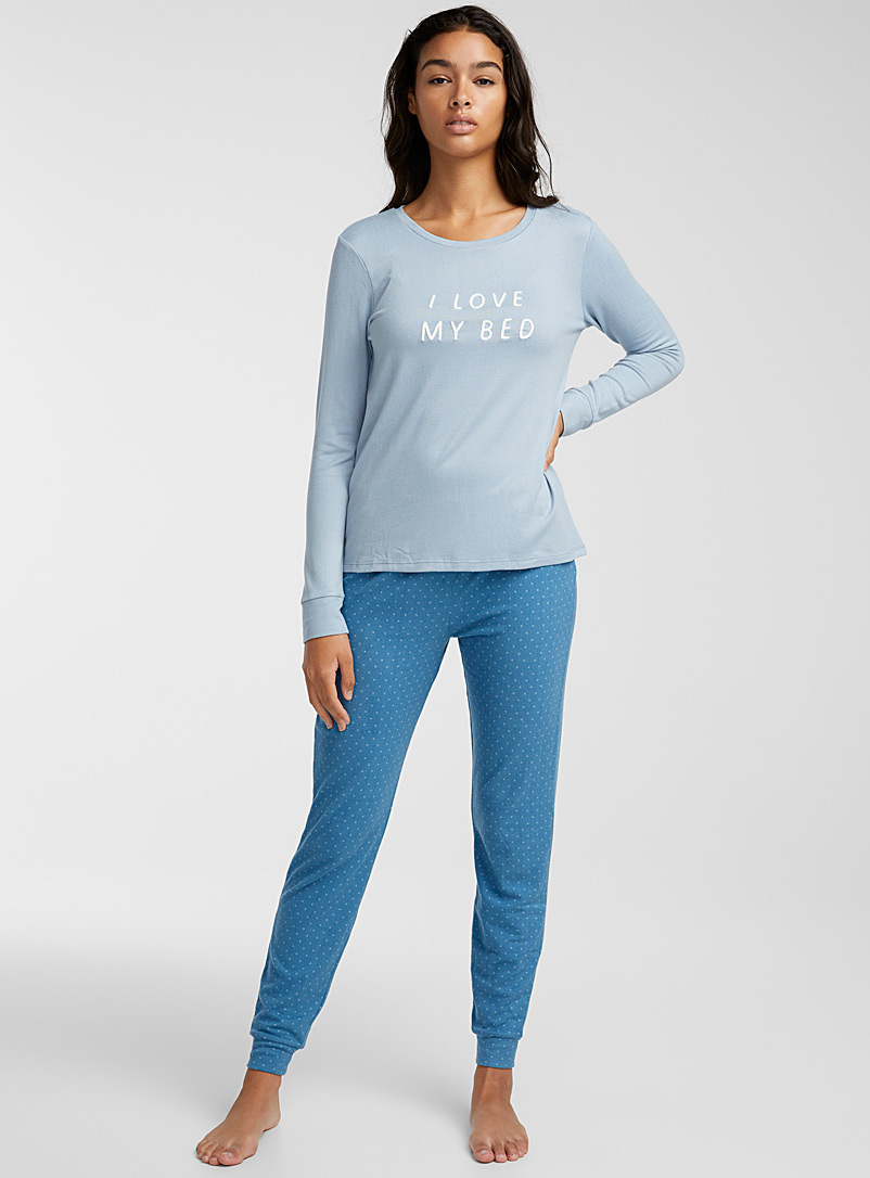 Miiyu x Twik: L'ensemble pyjama message et pois Bleu pour femme
