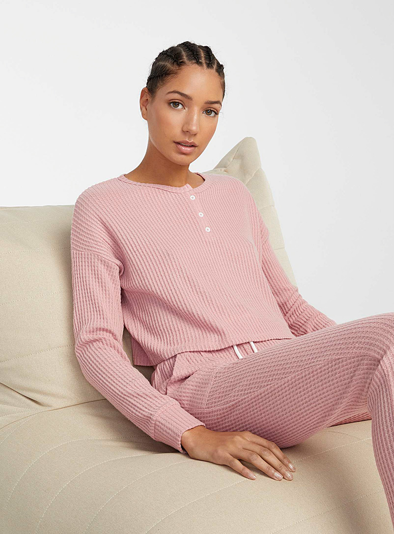 Miiyu x Twik Dusky Pink Waffle knit T-shirt for women