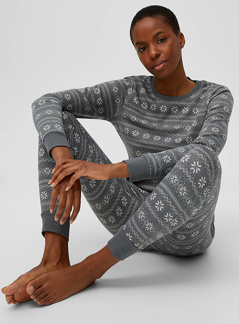 Miiyu x Twik Patterned Grey Winter jacquard sweater for women