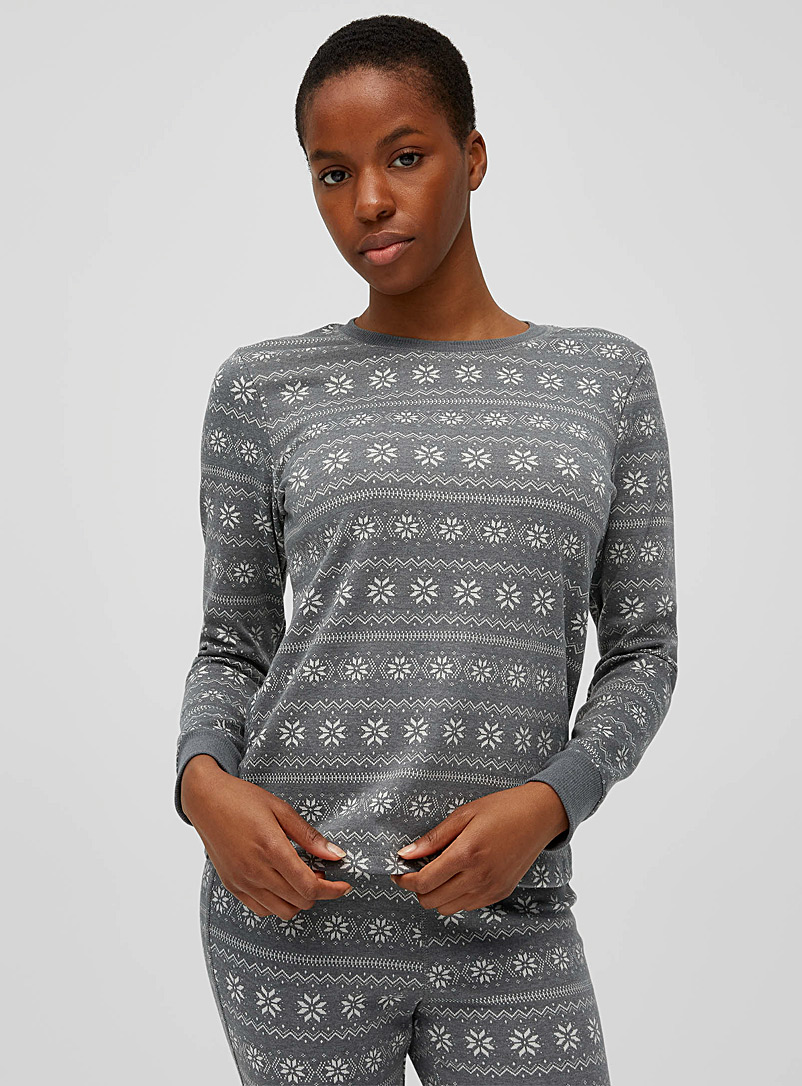 Miiyu x Twik Patterned Grey Winter jacquard sweater for women