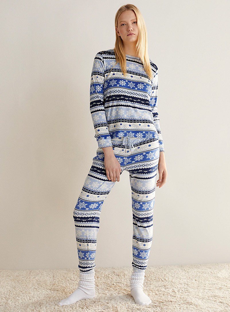 Miiyu x Twik Patterned Blue Polar fleece dreamy jogger for women