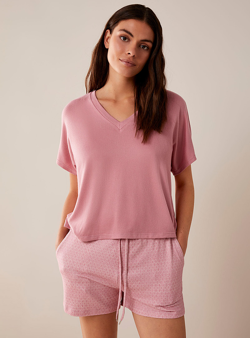 Miiyu Fuchsia Fine rib-knit lounge T-shirt for women