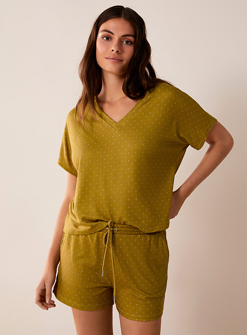 Miiyu Chartreuse Fine brushed knit lounge short for women