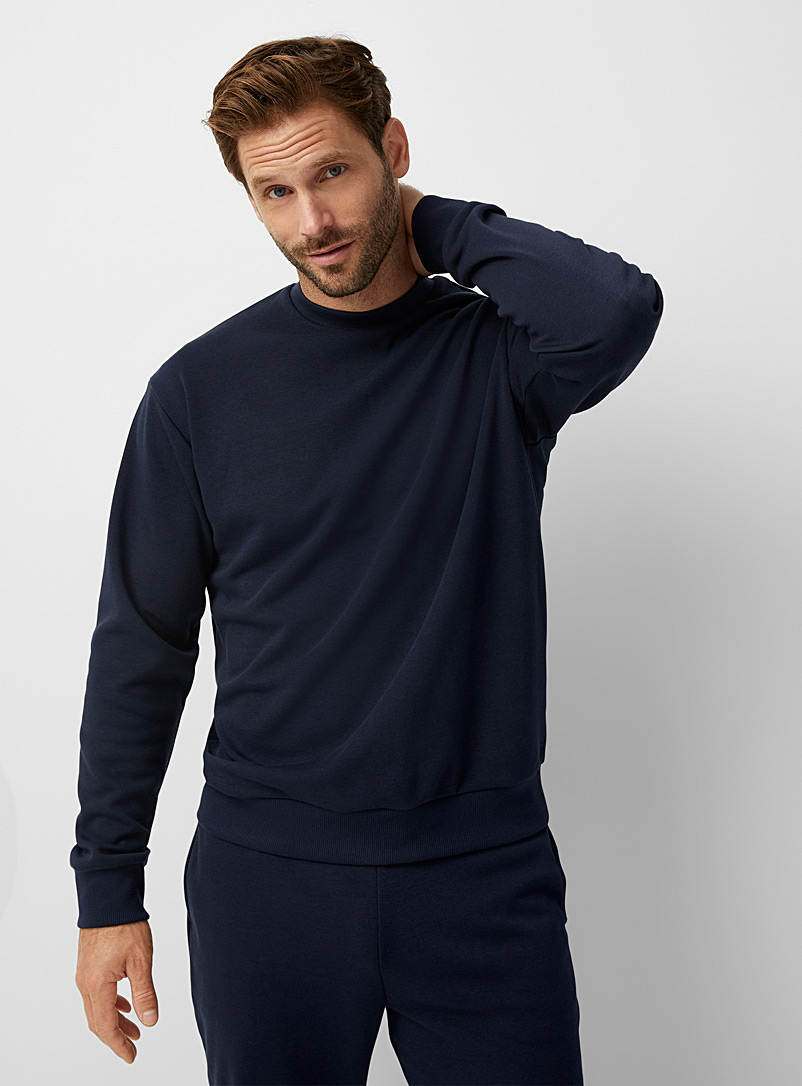 Le 31 Marine Blue Colourful minimalist lounge sweatshirt for men