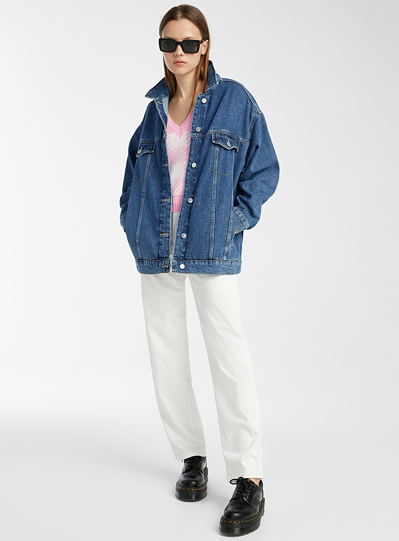Twik Sapphire Blue Ultra-loose organic cotton jean jacket for women
