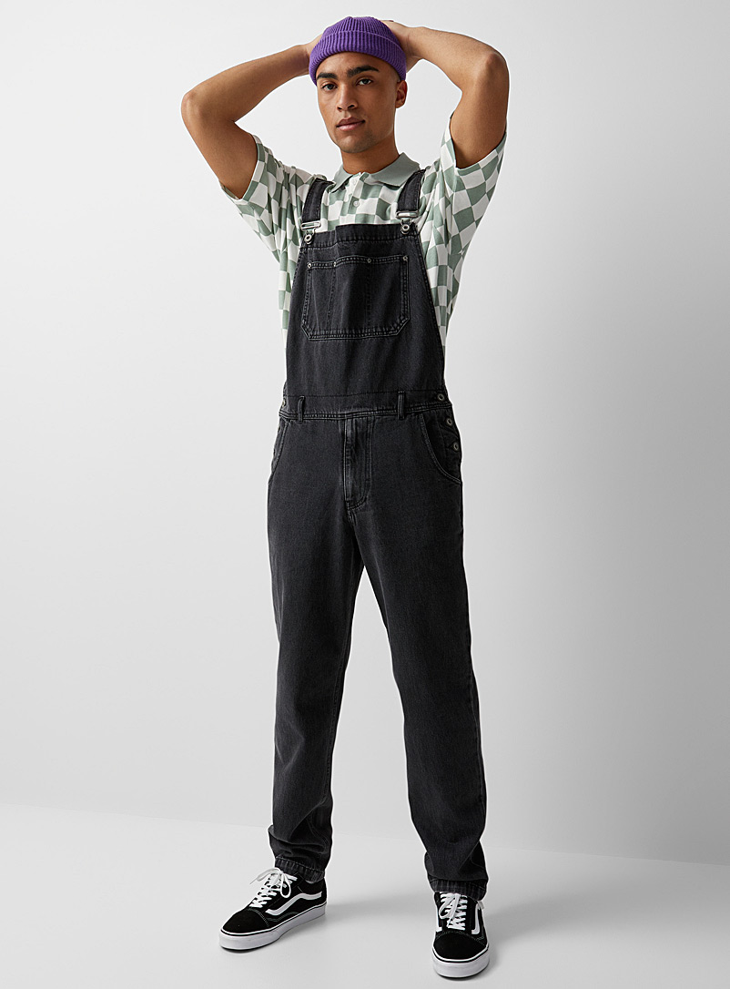 Faded black denim overalls | | Shop Men's Leg Jeans Online | Simons