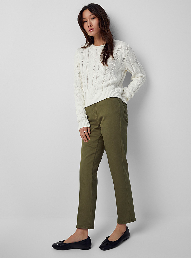 Contemporaine: Le jean droit coloré Vert pâle-lime pour femme