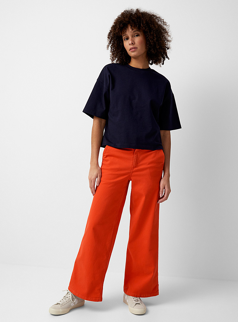Contemporaine Orange Bright coloured wide-leg jean for women