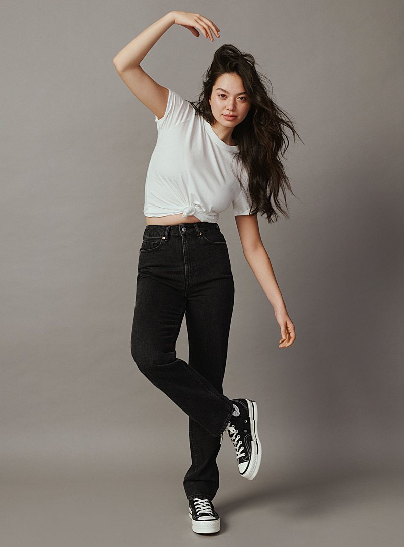 Twik Black Ultra-long straight-leg black jean for women