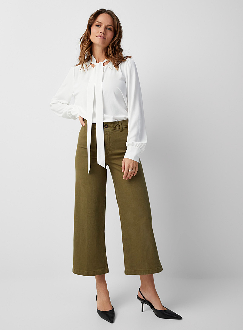Coloured wide-leg cropped jean