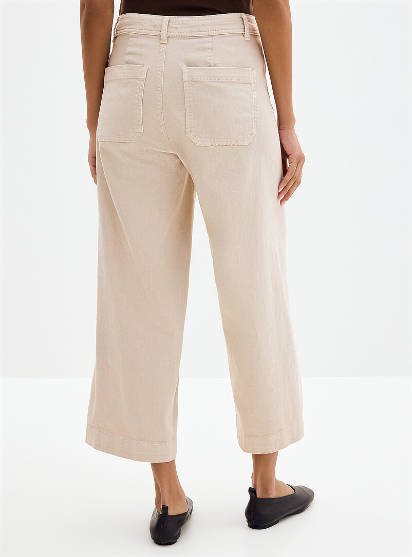 Contemporaine: Le pantalon denim extensible poches plaqu&eacute;es <b>Coupe : jambe large, taille haute</b> Cuivre - Rouille pour femme