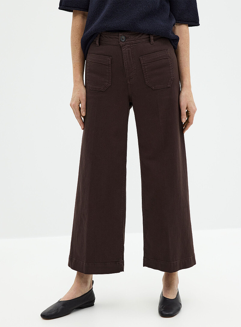 Contemporaine Sand Patch pockets stretch denim pant <b>Fit: Wide leg, high rise</b> for women
