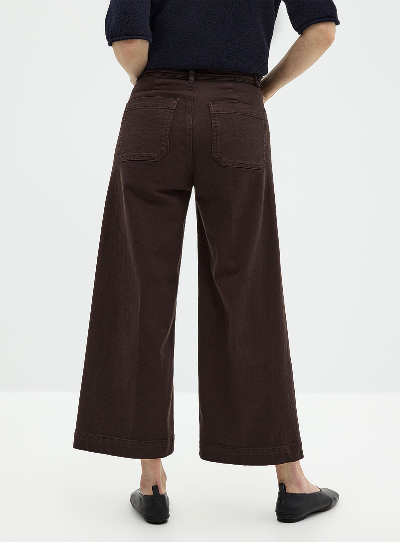 Contemporaine Sand Patch pockets stretch denim pant <b>Fit: Wide leg, high rise</b> for women