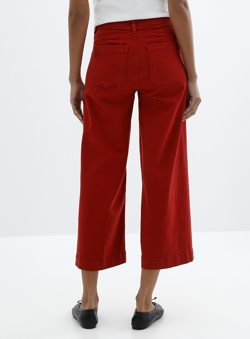 Contemporaine Sand Patch pockets stretch denim pant <b>Fit: Wide leg, high rise</b> for women