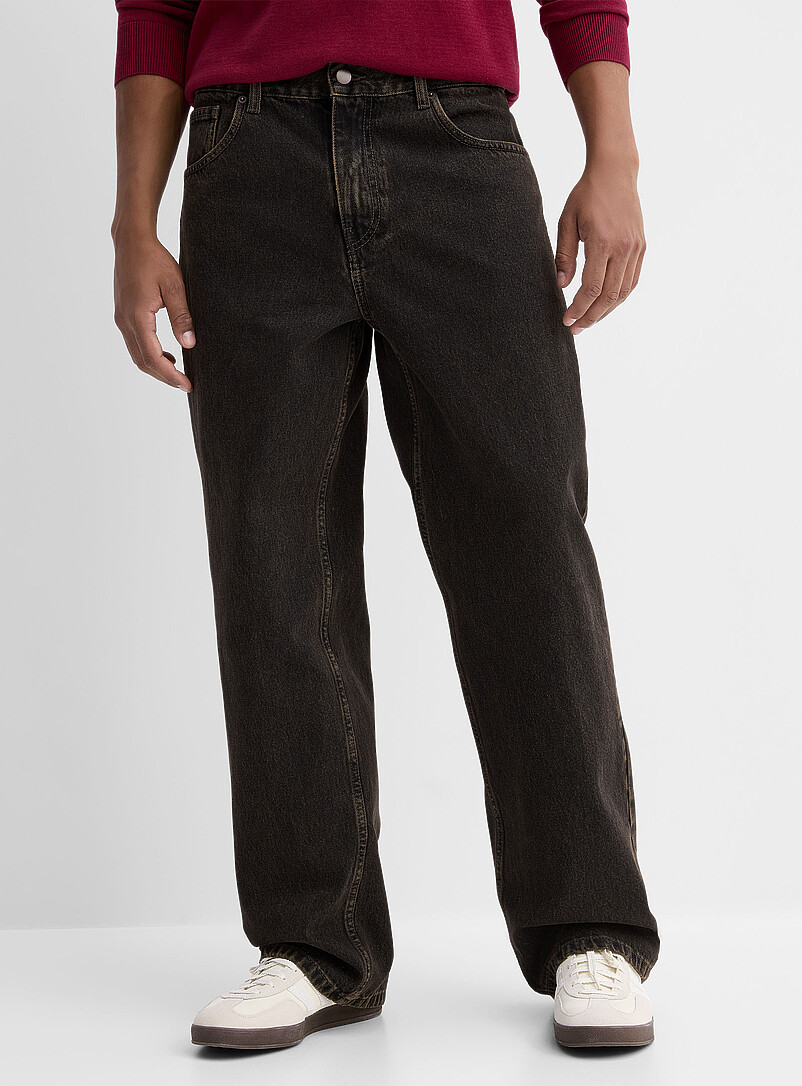 Le 31: Le jean noir effet poussi&eacute;reux <b>Coupe Bristol - Ample</b> Brun fonc&eacute; pour homme